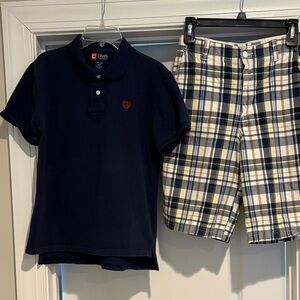 Chaps Dark Blue Polo and Checkered Shorts by Urban Pipeline